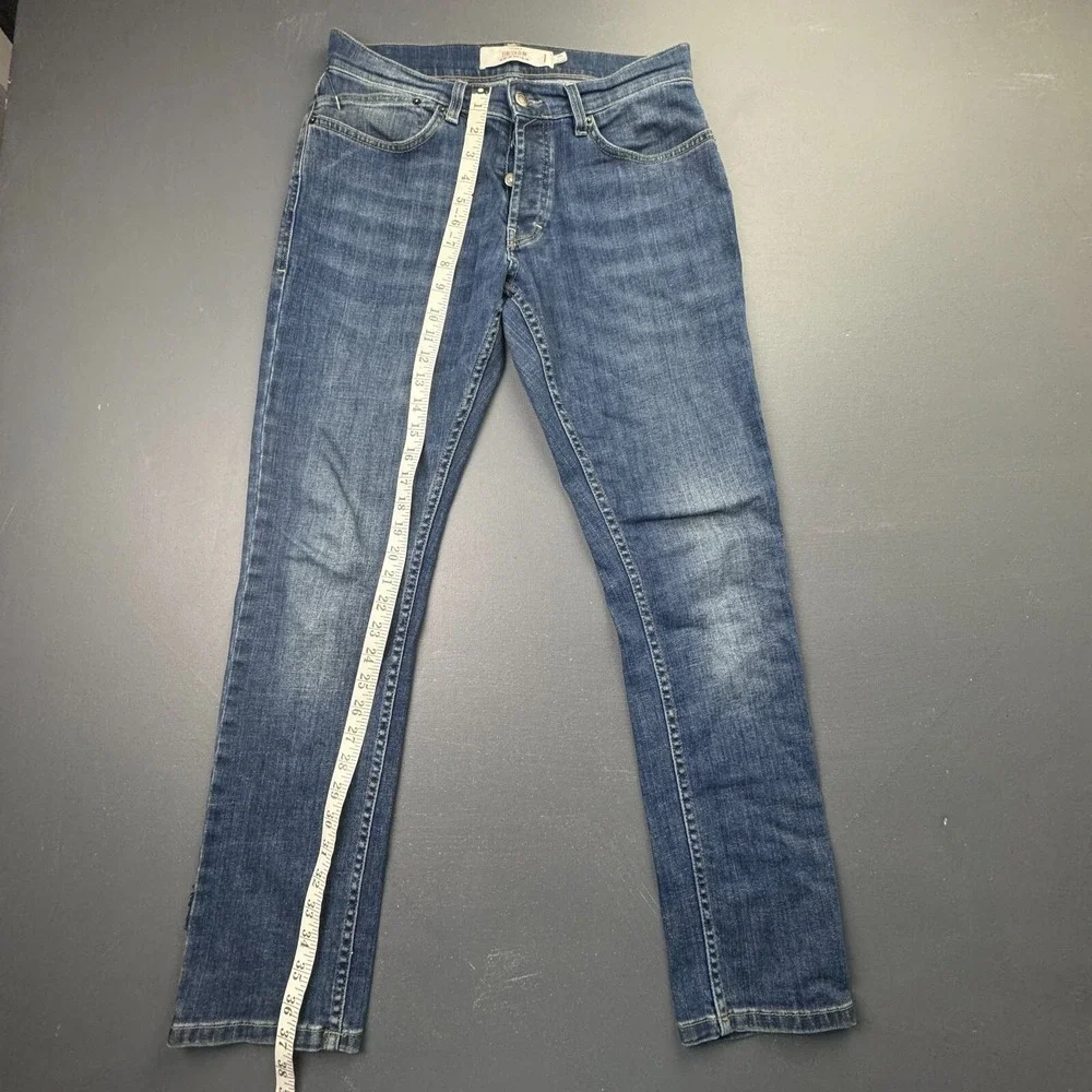 Topman Men's 33x32 Blue Slim Jeans Stretch Denim Button Fly Cotton Blend Casual
